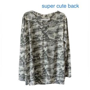 NWT Flattering Criss Cross Back Soft Comfortable Camo Top - Last One